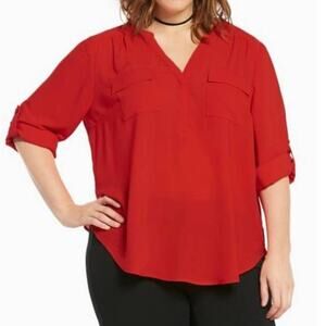 TORRID Red Georgette Blouse Sz 2